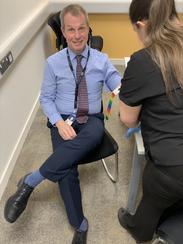 Tim having PSA test.